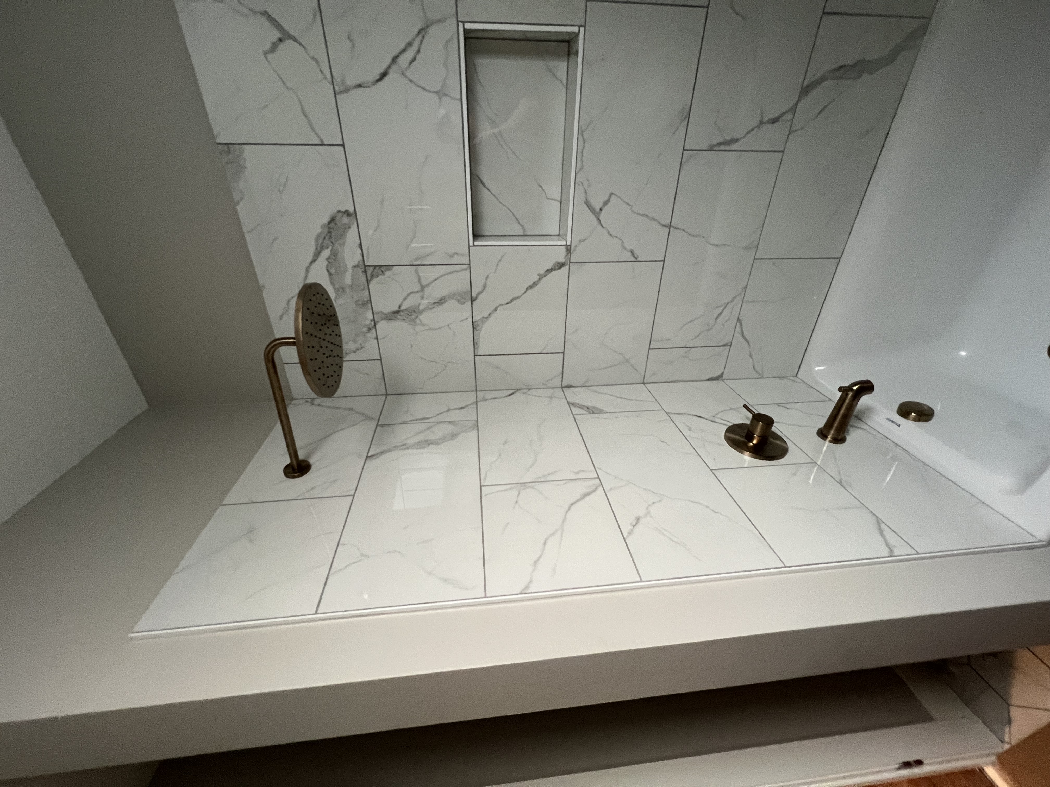 Double bathroom remodel sink detail