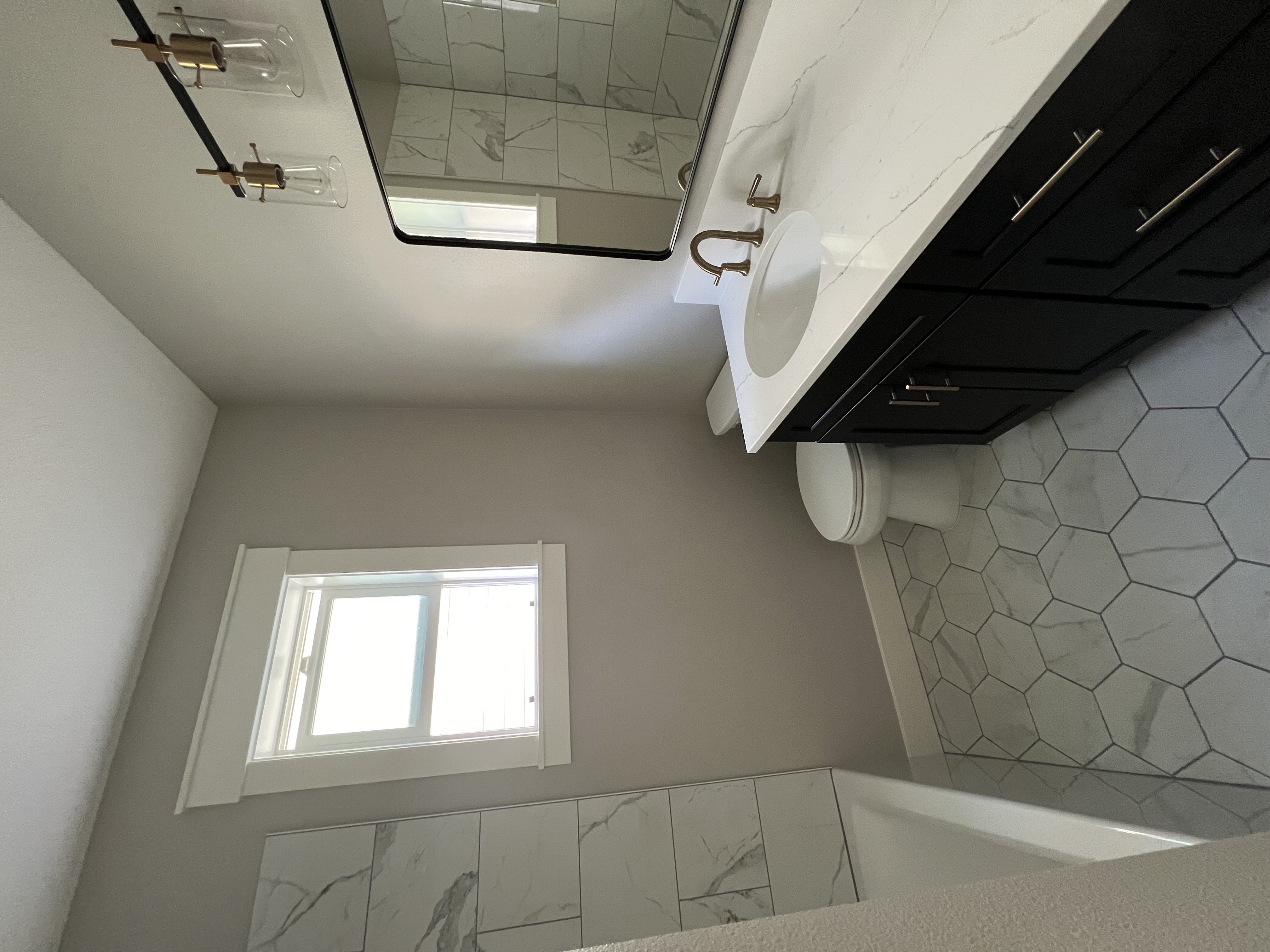 Double bathroom remodel cabinetry