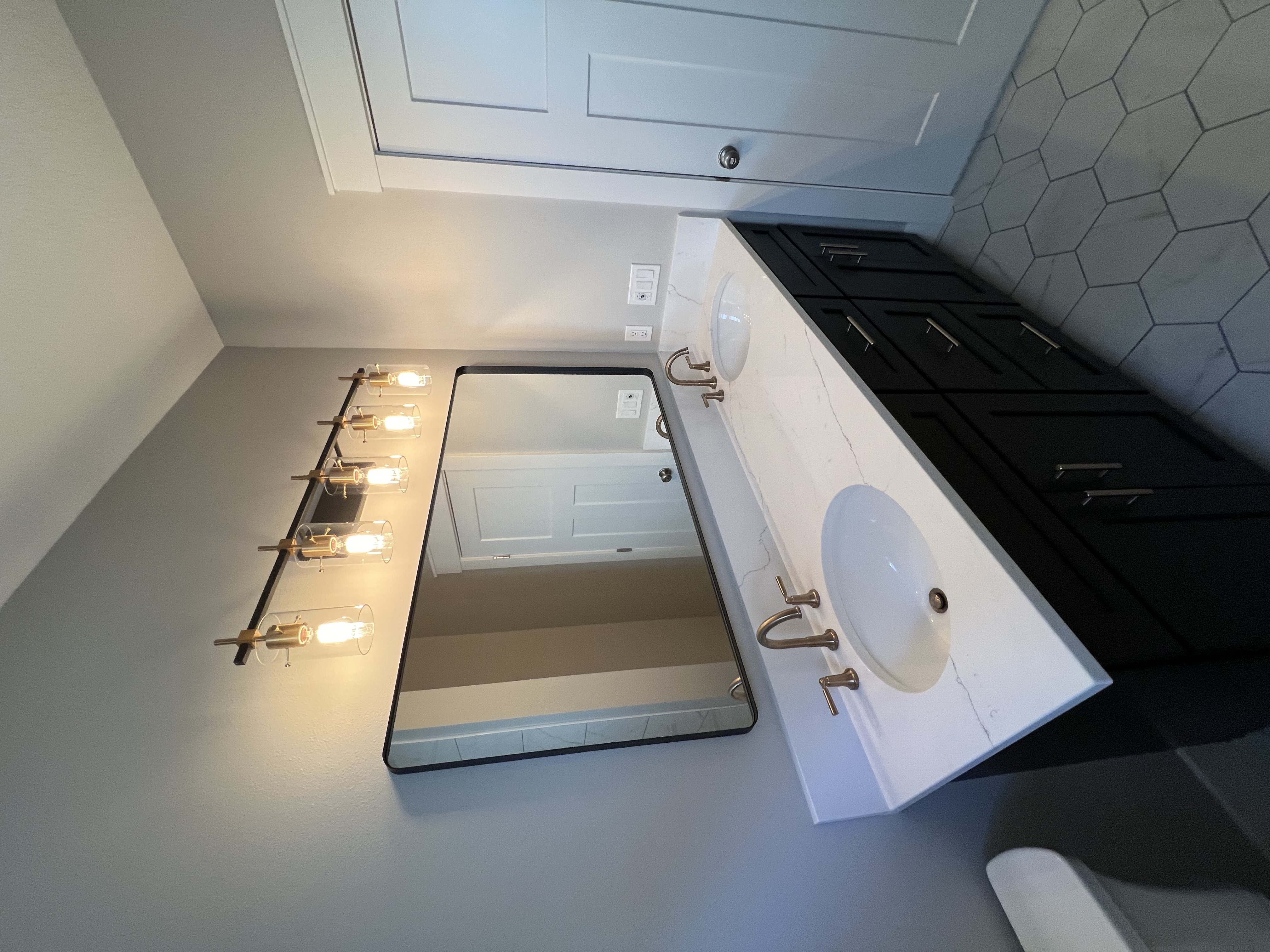 Double bathroom remodel sink and counter